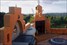 Adobe, mud-brick, mosaic, courtyard, art, creative, water feature, outdoor fireplace, concrete bench-top